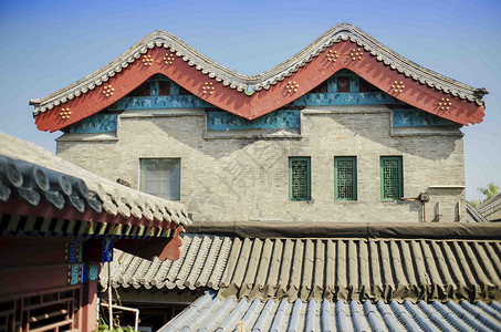老北京的房檐背景图片