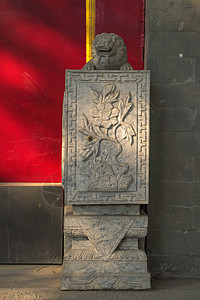 红色门框北京胡同的门墩儿背景