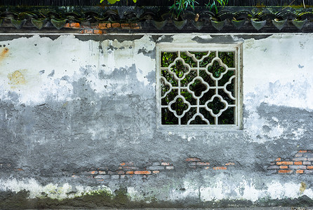 墙破损中国元素窗扇背景背景