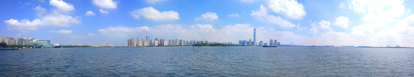 环金鸡湖湖景全景高清图片素材