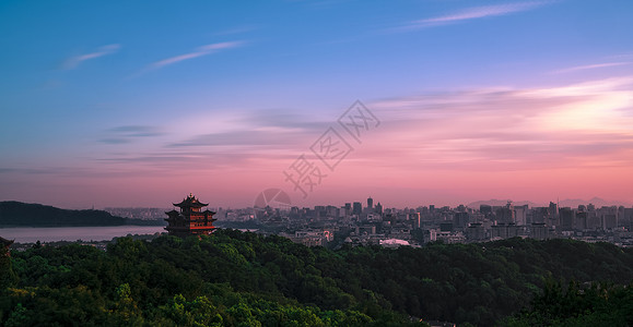 杭州西湖城市边际线背景