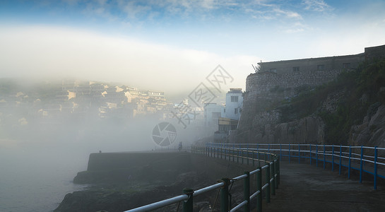 新一天早上好东极岛新浜背景