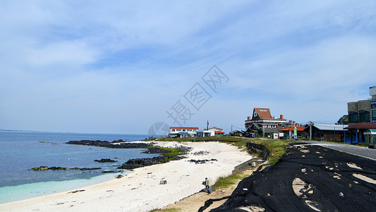 海边游旅游促销韩国济州岛牛岛海边自然风光背景