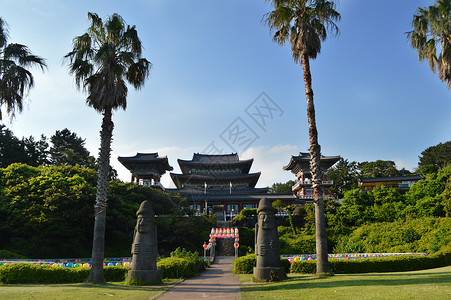 韩国济州岛名胜地标药泉寺背景