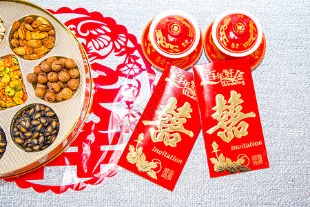茶与婚礼素材婚礼红包和喜茶背景
