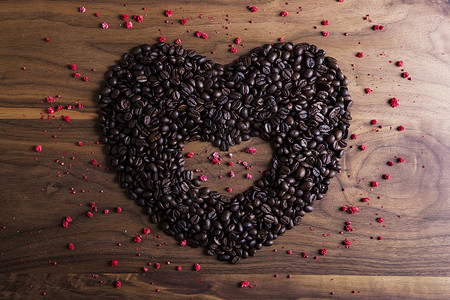心形咖啡豆早晨照片高清图片