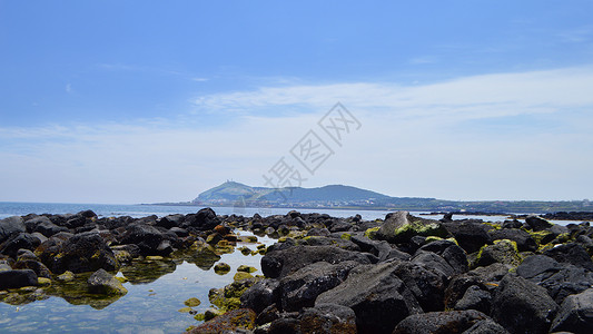 韩国济州岛牛岛海边唯美风景背景图片