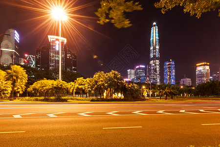 公路绿化带城市道路夜景背景