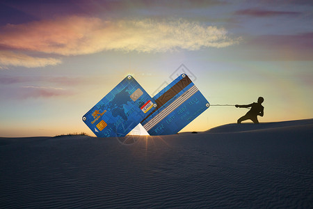 珍妮拉夕阳下的银行卡设计图片