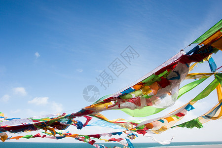 经幡西藏天空色高清图片