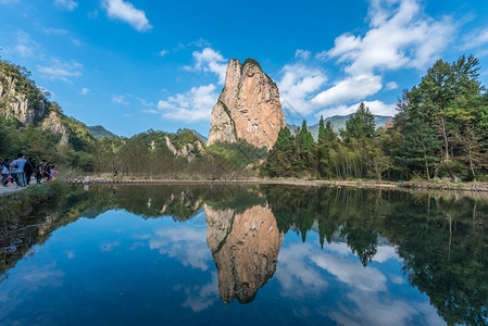 温州廊桥温州石桅岩完美倒影背景