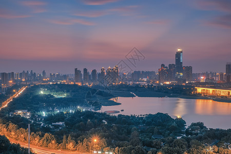 月湖琴台武汉夕阳下的月湖背景