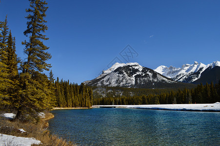 banff加拿大班夫国家公园雪山风景照背景