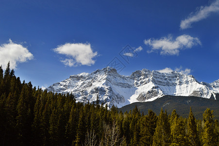 加拿大班夫国家公园雪山风景照背景图片