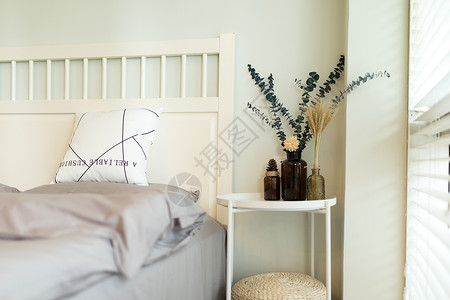 北欧宜家风卧室室内装饰简洁干净背景图片