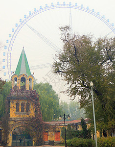 古代与现代哈尔滨极乐寺景色背景