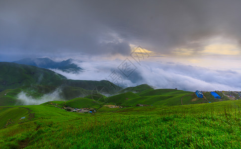 武功山山顶壮观的云海高清图片