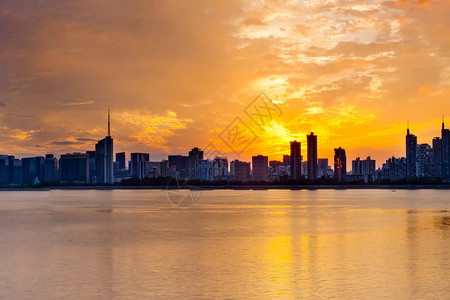 环岛路随拍钱塘江夕阳背景