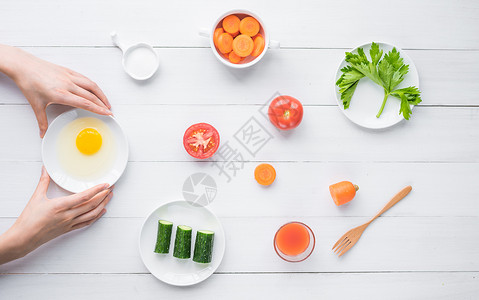 创意蔬菜白色厨房制作高清图片
