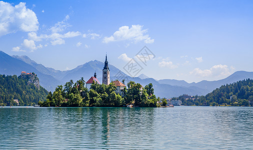 斯洛文尼亚旅游美丽的欧洲湖光山色背景