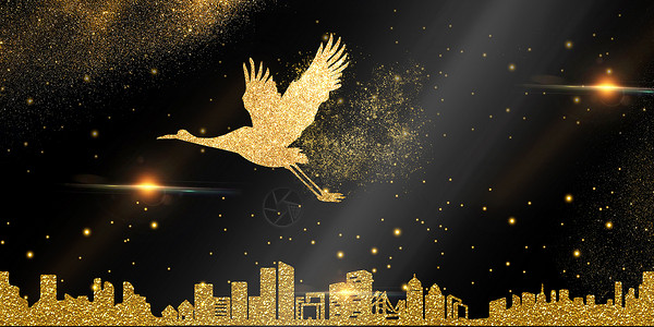飞鹤logo黑金城市背景设计图片