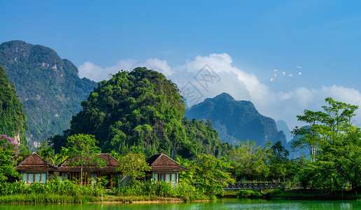 夏季别墅别墅山庄背景