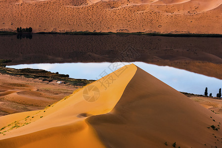 秋沙鸭巴丹吉林沙漠沙海中的生命之泉背景