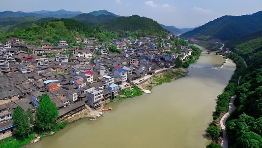 风景宜人深山古镇背景