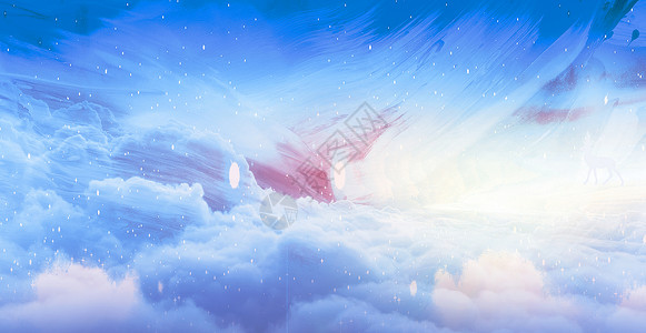 云彩手绘中国风插画背景设计图片