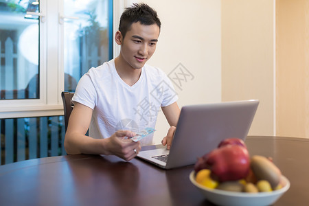 男性家居生活网购背景图片