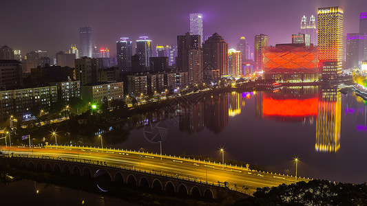 武昌水果湖武汉汉街夜景背景