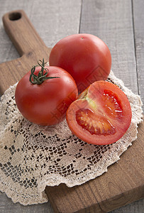 红色木板素材西红柿背景