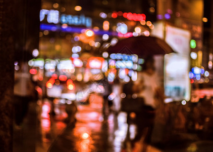 朦胧夜色雨中景背景