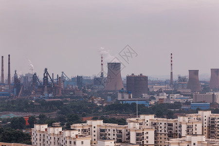 化工厂污染化工工厂烟囱背景