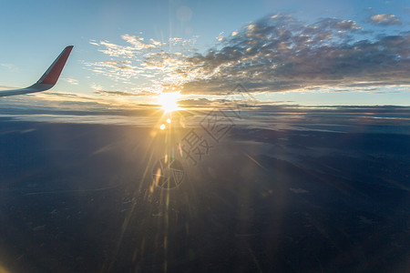高空夕阳背景图片