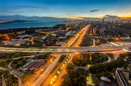 夜景高速广深高速和深南大道立交背景