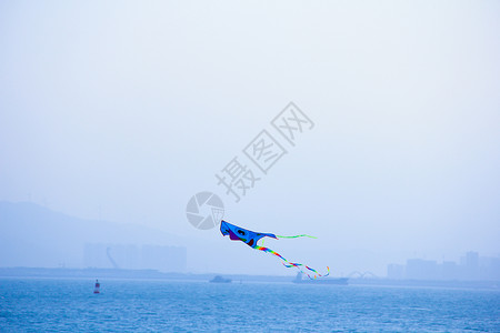 海上游玩厦门海上放飞的风筝背景