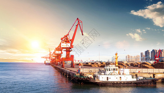猫港海上运输贸易设计图片
