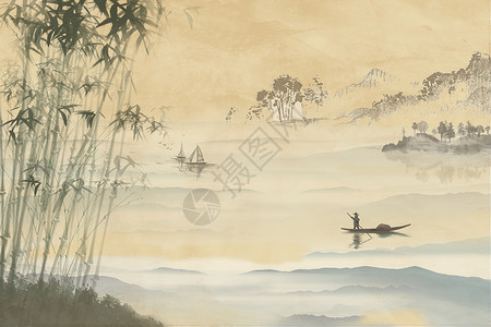国画风格竹子中国风设计图片