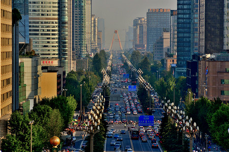 城市主干道成都市区人民南路主干道背景