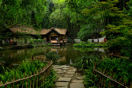 小池塘成都杜甫草堂背景