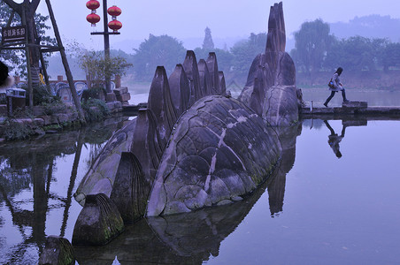 成都市郊的黄龙溪古镇景区高清图片