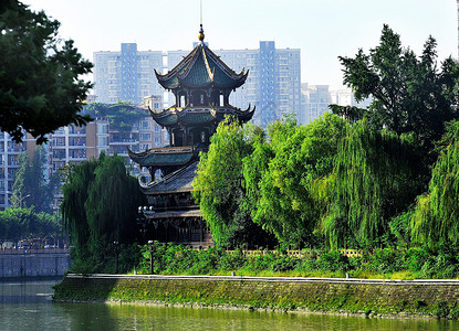 崇俭成都锦江河畔以唐代女诗人薛涛而建的望江公园背景