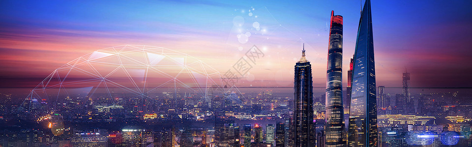 建筑背景banner城市科技背景设计图片
