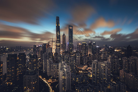 城市内透魔都风云上海建筑夜景背景