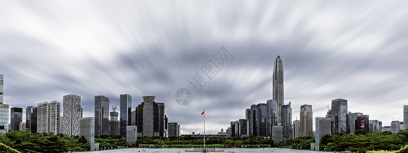 深圳建筑天际线全景图背景图片