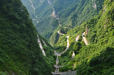 张家界天门山盘山公路背景图片