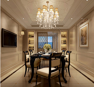 新古典餐厅室内设计效果图背景图片