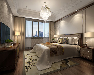 新中式简约型卧室室内设计效果图高清图片