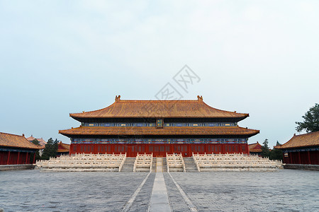 清代官员故宫太庙建筑风光背景